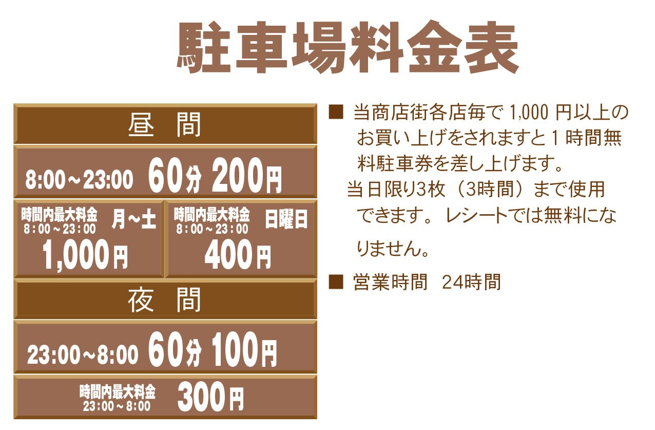 駐車場料金表